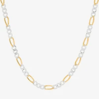 Made in Italy Womens 24K Gold Over Silver 20 Inch Figaro Chain Necklace