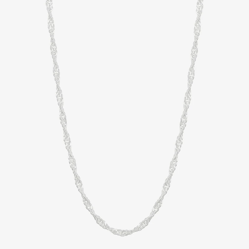 Made in Italy Womens Sterling Silver Inch Singapore Chain Necklace