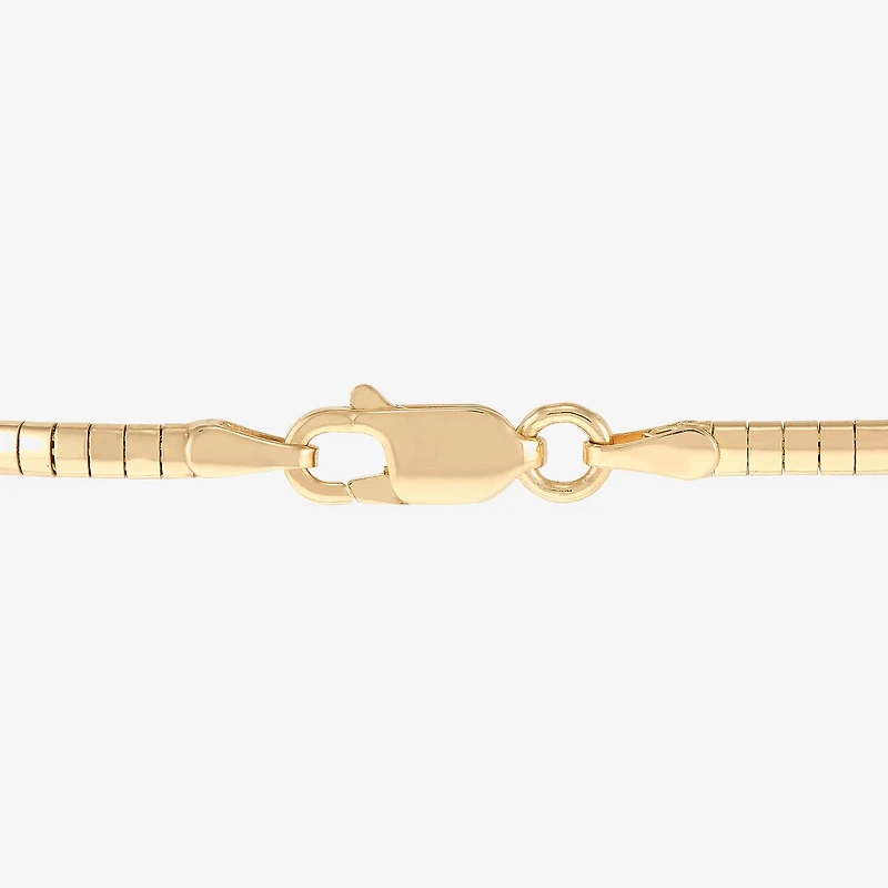 (H-I / Si2) Womens 14K Gold Over Silver 7 Inch Solid Omega Chain Bracelet