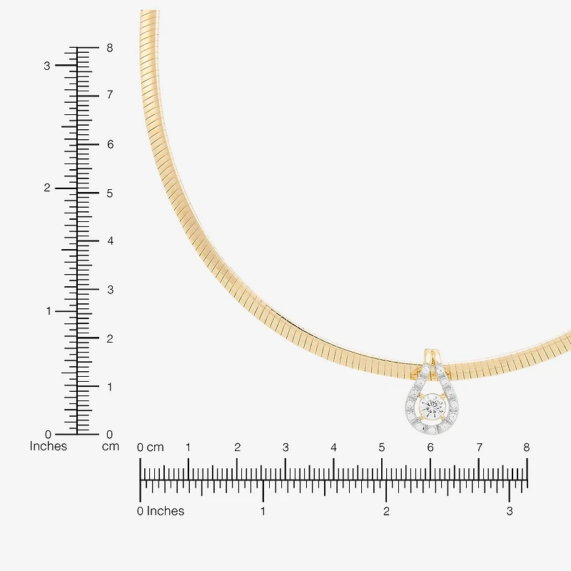 (H-I / Si2) Womens 1/3 CT. T.W. Lab Grown White Diamond 14K Gold Over Silver 17 Inch Pendant Necklace