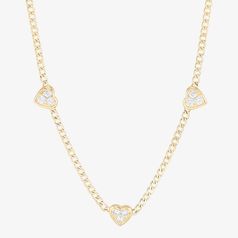 (H-I / Si2) Womens 14K Gold Over Silver 18 Inch Curb Chain Necklace