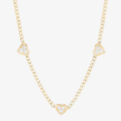 (H-I / Si2) Womens 14K Gold Over Silver 18 Inch Curb Chain Necklace
