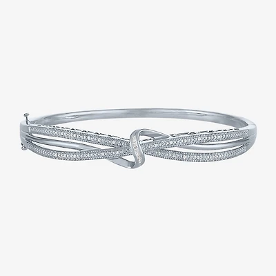 1/10 CT. T.W. Diamond Crossover Bangle Bracelet Sterling Silver or 14K Gold Over