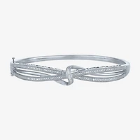1/10 CT. T.W. Diamond Crossover Bangle Bracelet Sterling Silver or 14K Gold Over