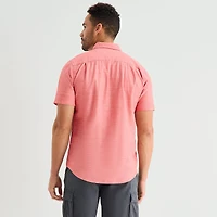 St. John's Bay Slub Mens Short Sleeve Classic Fit Button-Down Shirt