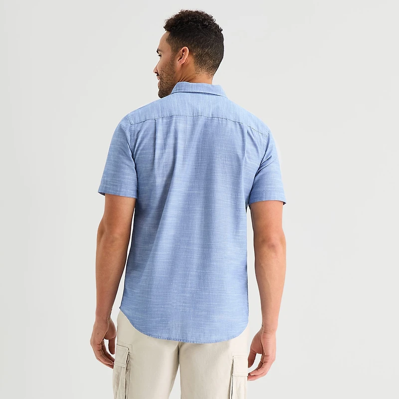 St. John's Bay Slub Mens Short Sleeve Classic Fit Button-Down Shirt
