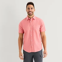 St. John's Bay Slub Mens Short Sleeve Classic Fit Button-Down Shirt