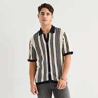 Arizona Mens Short Sleeve Button Polo Sweater