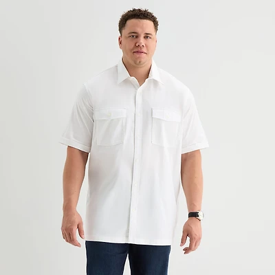 Shaquille O'Neal XLG™ Utility Pocket Mens Short Sleeve Regular Fit Big and Tall Button-Down Shirt