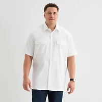 Shaquille O'Neal XLG™ Utility Pocket Mens Short Sleeve Regular Fit Big and Tall Button-Down Shirt