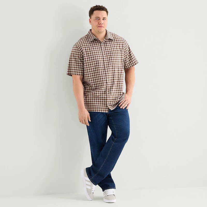 Arizona Mens Short Sleeve Classic Fit Big and Tall Button-Down Shirt