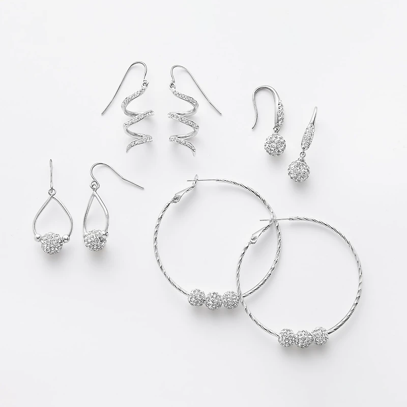 Sparkle Allure Womens Crystal Pure Silver Over Brass Pear Drop Earrings