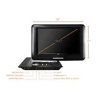 Trexonic 14.1" Portable DVD Player with TFT-LCD Screen and USB/SD/AV Inputs