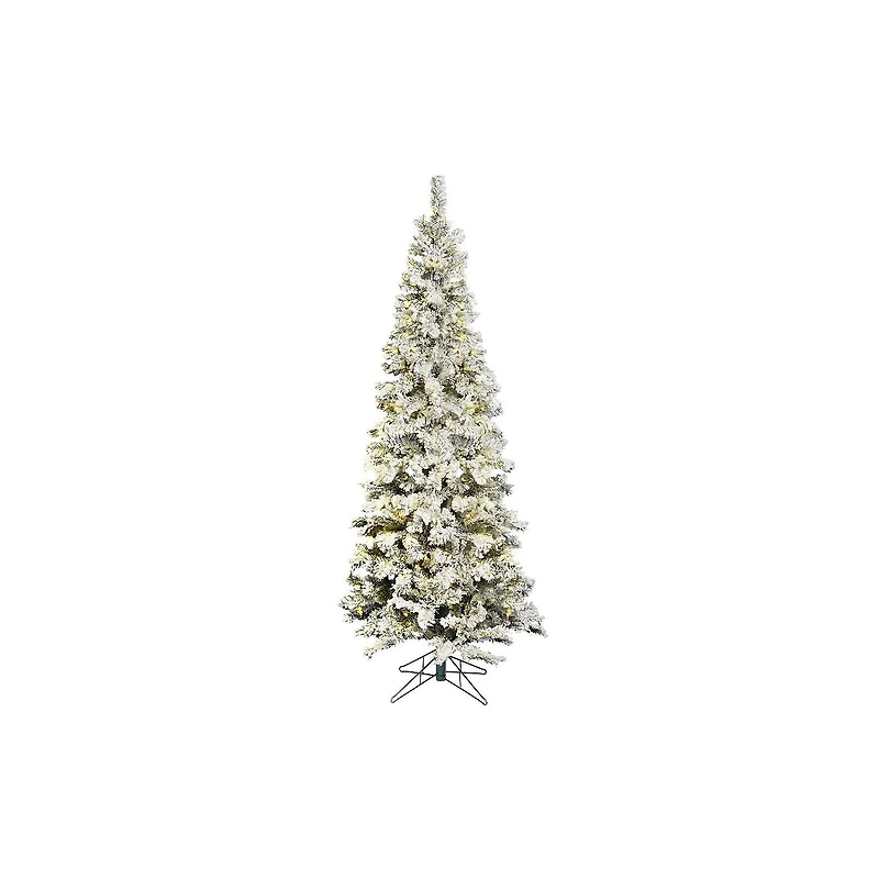 5.5' Prelit Flocked Pacific Pencil Christmas Tree