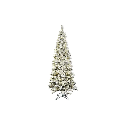 5.5' Prelit Flocked Pacific Pencil Christmas Tree