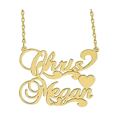 Personalized 14K Gold Over Sterling Silver Couples Necklace