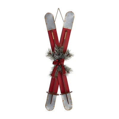 Glitzhome Red Wooden Christmas Porch Sign