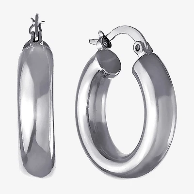 Silver Reflections Womens 25mm Hoop Earrings