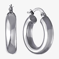 Silver Reflections Womens 25mm Hoop Earrings