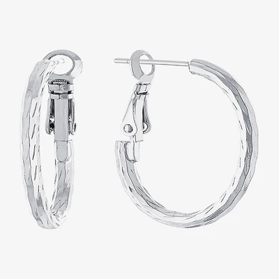 Silver Reflections Womens 20mm Hoop Earrings