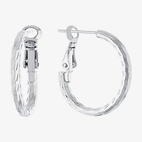 Silver Reflections Womens 20mm Hoop Earrings