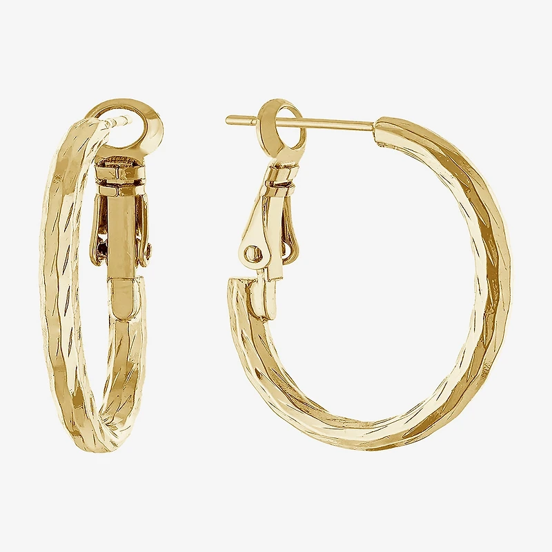 Silver Reflections Womens 24K Gold Over Brass 20mm Hoop Earrings