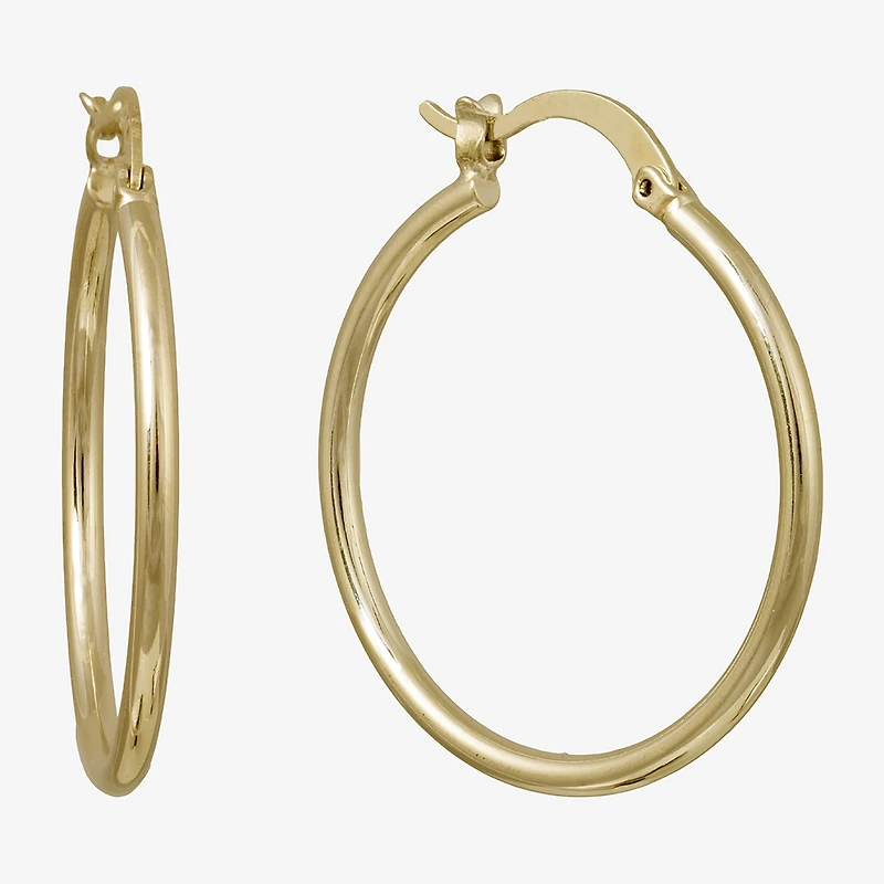 Silver Reflections Womens 24K Gold Over Brass 28.5mm Hoop Earrings