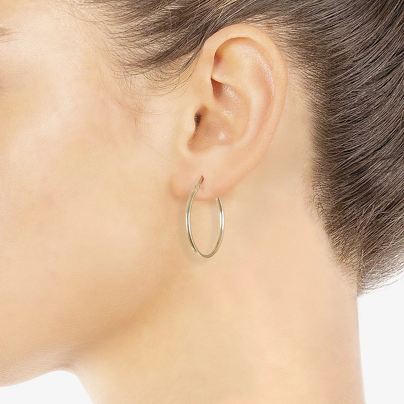 Silver Reflections Womens 24K Gold Over Brass 28.5mm Hoop Earrings