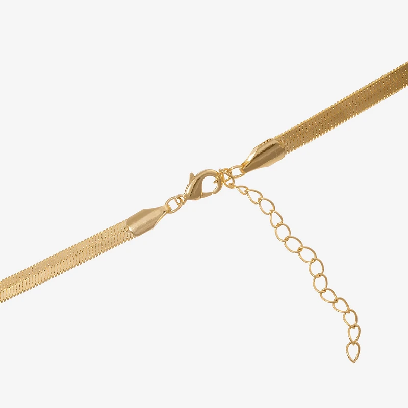 Silver Reflections Womens 14K Gold Over Brass 16 Inch Herringbone Chain Necklace