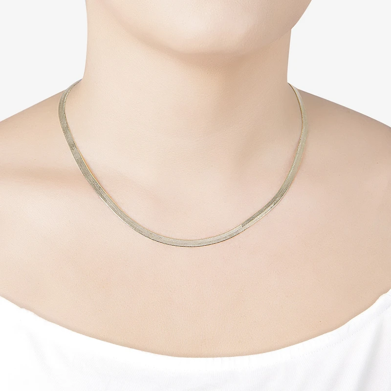 Silver Reflections Womens 14K Gold Over Brass 16 Inch Herringbone Chain Necklace