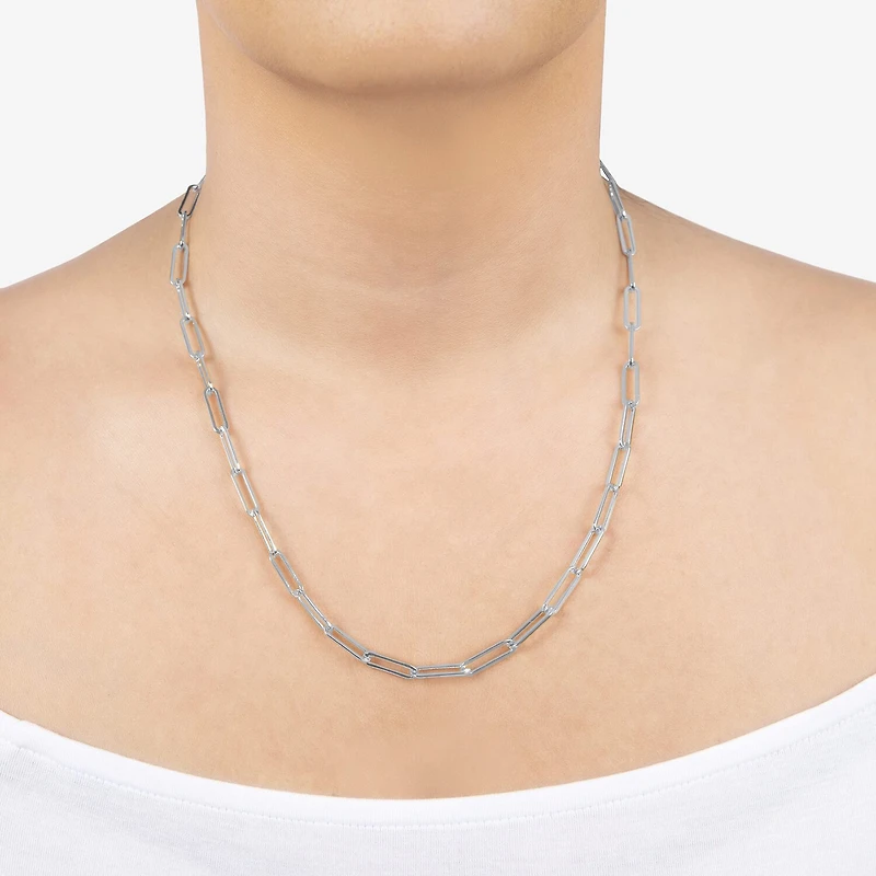 Silver Reflections Womens Pure Silver Over Brass Inch Link Chain Necklace