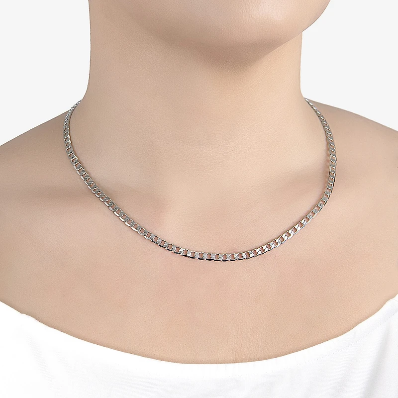 Silver Reflections Womens Pure Silver Over Brass Inch Link Chain Necklace