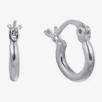 Silver Reflections Womens 10mm Hoop Earrings