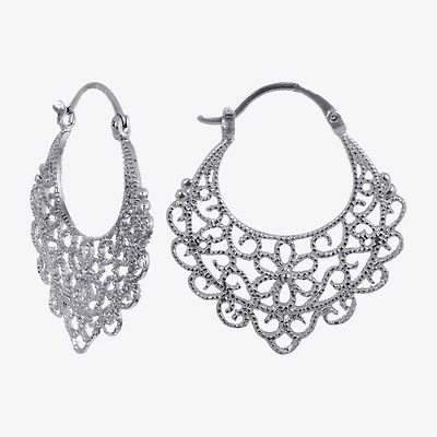 Silver Reflections Womens 34.5mm Hoop Earrings