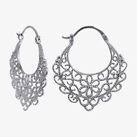 Silver Reflections Womens 34.5mm Hoop Earrings