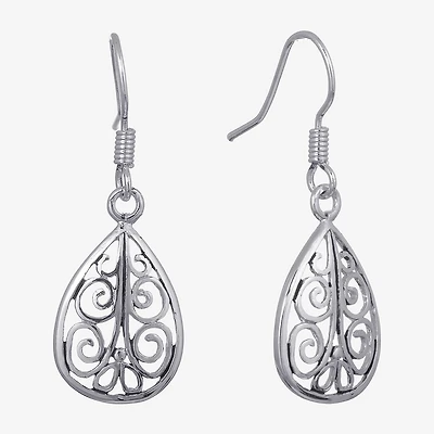 Silver Reflections Womens Pure Silver Over Brass Drop Earrings