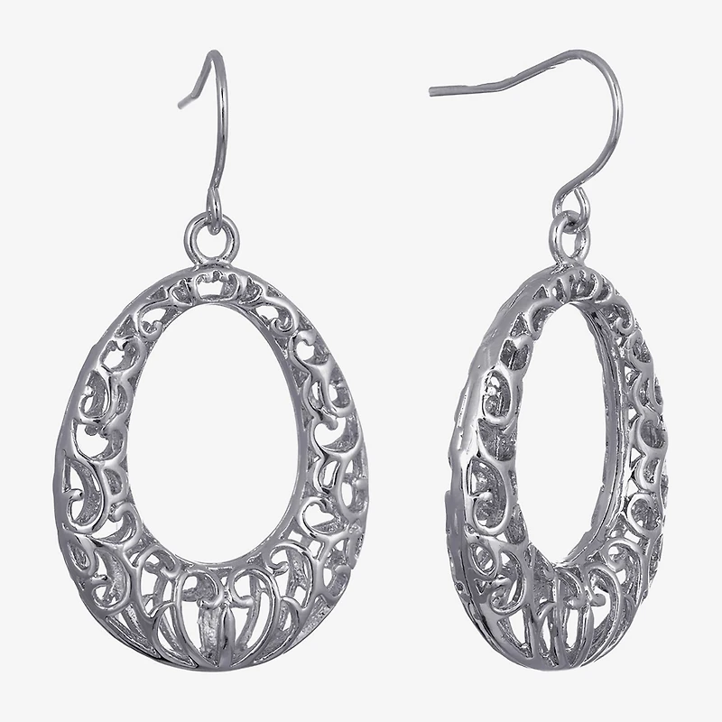 Silver Reflections Womens Pure Silver Over Brass Oval Drop Earrings