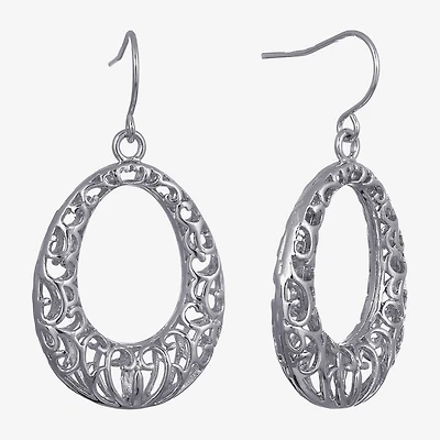 Silver Reflections Womens Pure Silver Over Brass Oval Drop Earrings