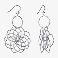 Silver Reflections Womens Pure Silver Over Brass Flower Drop Earrings