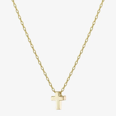 Silver Treasures Womens 14K Gold Over Silver Cross 16 Inch Pendant Necklace