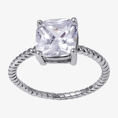 Silver Treasures Womens 20.5MM Cubic Zirconia Sterling Silver Band