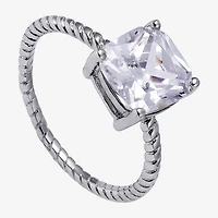 Silver Treasures Womens 20.5MM Cubic Zirconia Sterling Silver Band