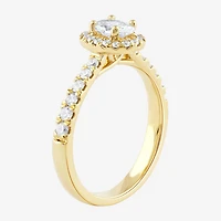 Certified (F / Si1) Womens 3/4 CT. T.W. Lab Grown White Diamond 10K Gold Oval Side Stone Halo Engagement Ring