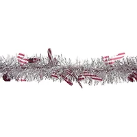 50' x 3'' Silver Christmas Candy Cane Wrapped Tinsel Garland - Unlit