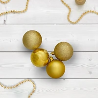 12ct Gold Shatterproof 4-Finish Christmas Ball Ornaments 4'' (100mm)