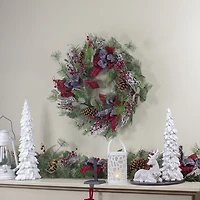 Dual Plaid and Berries Artificial Christmas Wreath - 24-Inch  Unlit