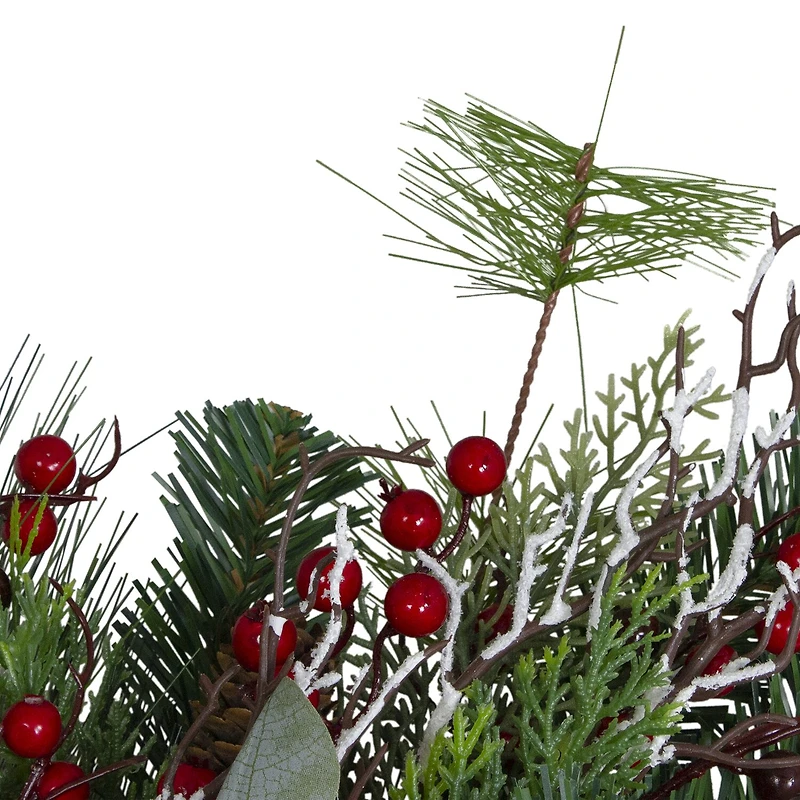 Dual Plaid and Berries Artificial Christmas Wreath - 24-Inch Unlit