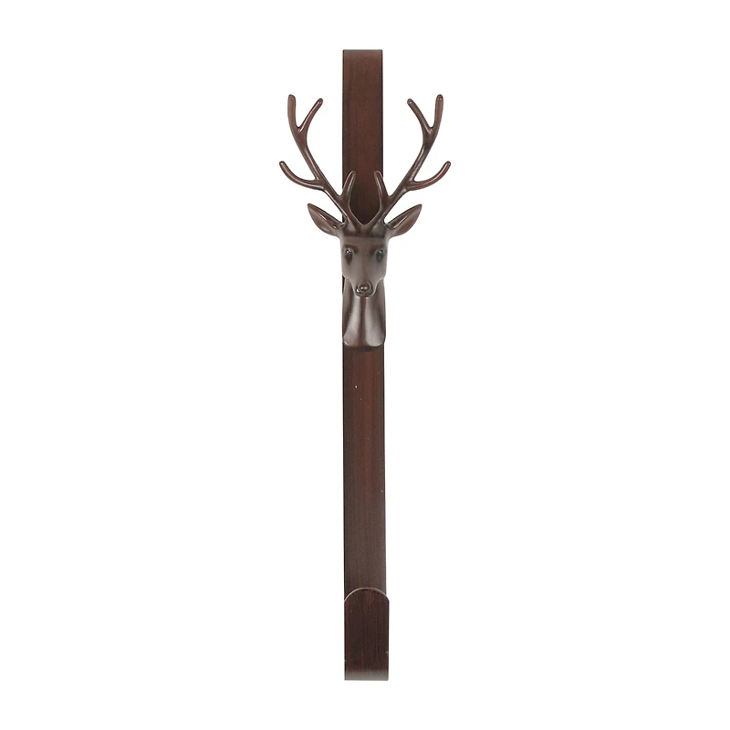 15.25'' Brown Rustic Deer Over the Door Christmas Wreath Hanger