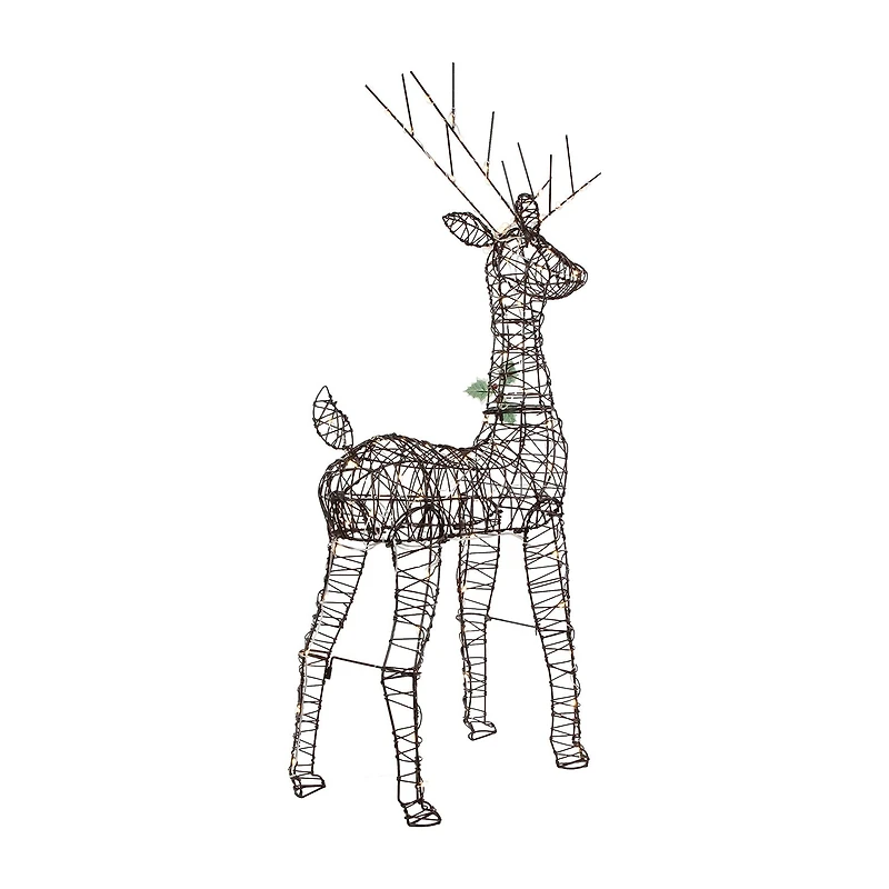 45.5'' LED Lighted Rattan Deer Outdoor Christmas Decoration
