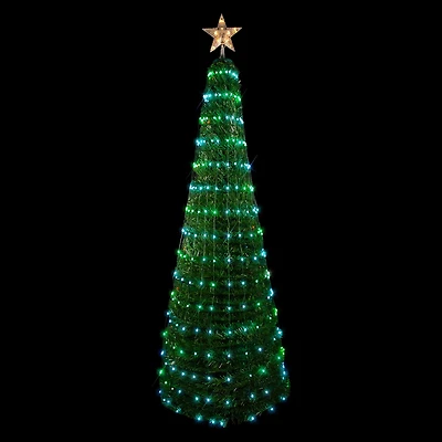 6' Green Color Changing Multiple Function Pop Up Artificial Outdoor Christmas Tree